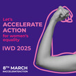 © Nomi2626 - #Accelerate Action. International Women's Day. Women of Different ethnicities together. Square Banner. March 8. Faceless 2D rendering illustration.