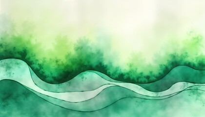 Aufkleber - Abstract illustration shows flowing green waves. Gradient of light green, liquid grunge texture creates dynamic motion. Fresh grass water waves suggest natural elements. Suitable for graphic