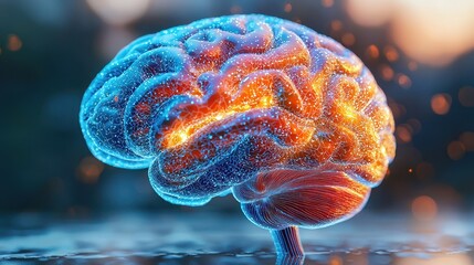 Poster - A vibrant, glowing brain illustration, showcasing neural connections and energy, symbolizing intelligence and creativity.