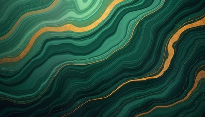 Poster - Emerald green marble background with golden lines. Abstract pattern resembling stone nature. Looks like textured surface. Elegant design. Suitable for wallpaper interior design. Suggests vintage