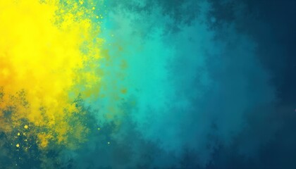 Aufkleber - Abstract background with bright neon yellow, blue color gradient. Grungy texture, spray pattern create retro vibe. Empty space ideal for graphic design templates. Rough surface like aged paper wall