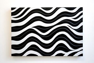 Poster - Abstract black and white artwork with flowing wave patterns.
