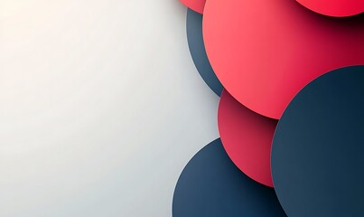 Poster - Abstract design featuring overlapping circles in red and navy against a light background.