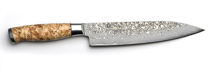 Professional Chef's Precision Knife. Sleek Steel Utensil Isolated on White Background