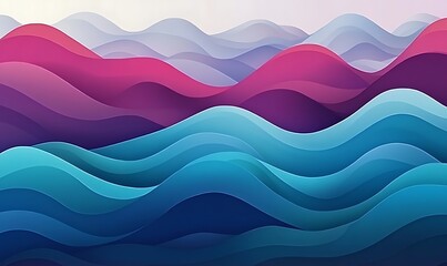 Poster - Abstract waves in vibrant colors create a soothing landscape effect.