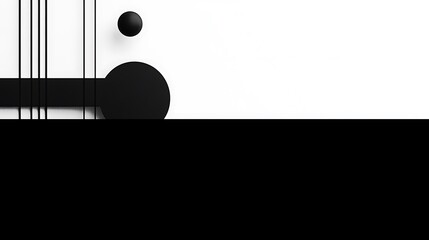 Poster - Minimalist black and white abstract design featuring geometric shapes and lines.