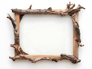 Leinwandbilder - Blank wooden frame on a white wall