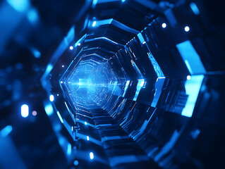 Aufkleber - Blue geometric shape abstract technology background with hexagons and circles