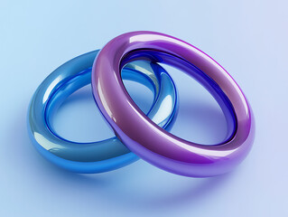 Aufkleber - Abstract blue and purple colored rings, 3d render