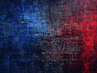 Abstract binary code 1 and 0 in blue red colors data processing digital information storage tech background