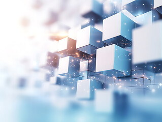 Poster - Abstract digital geometric cubes background with copy space