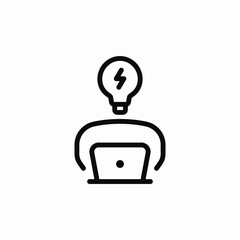 laptop user idea bulb head icon sign vector