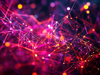Poster - Abstract statistical big data concept complexity graphs and analytical diagrams in technology background bright neon dark