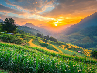 Aufkleber - Corn cobs in corn plantation field