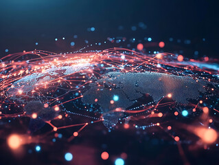 Poster - Abstract technology background of high speed global data transfer, ultra fast broadband and connection, digital cyber tech motion
