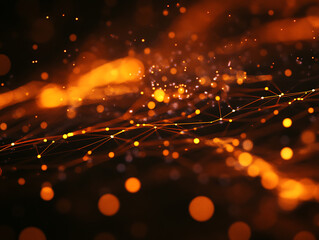 Poster - Data speed lines on a dark background, representing the concept of optical cables and high internet speed, lines of light symbolizing the flow of information