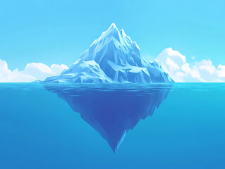 Aufkleber - An iceberg visible above and below water on a clear blue background, illustrating the concept of hidden depth