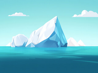 Aufkleber - An iceberg above and below water on a clear blue ocean background, illustrating the concept of hidden depth