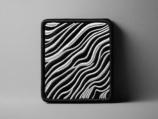 Poster - Black and white rectangle embroidered patch mockup