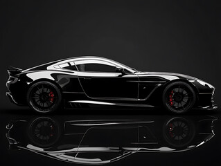 Aufkleber - Black generic unbranded luxury sport car on a black background, banner, illustration