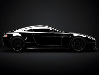 Poster - Black generic unbranded luxury sport car on a black background, banner, illustration