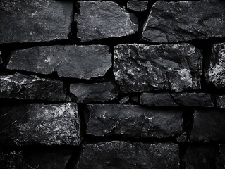 Poster - Black stone background with copy space for header design, texture of concrete wall surface