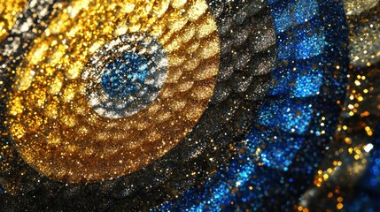 Wall Mural - background of abstract glitter lights. gold, blue and black. de focused