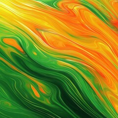 Poster - Abstract background with vibrant green orange and yellow swirls. Dynamic and colorful design. Modern and artistic. Suitable for fashion art or graphic design projects.