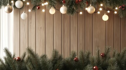 Wall Mural - Christmas decor background with place for text