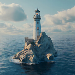 Aufkleber - A lighthouse on a rock in the middle of the ocean