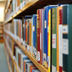 Poster - A shot of a row of neatly arranged library books on a shelf