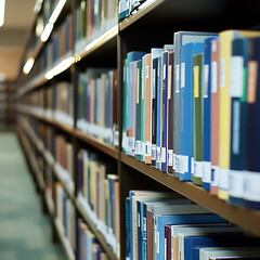 Poster - A shot of a row of neatly arranged library books on a shelf