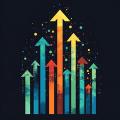 Poster - A stylized graphic of an upward-pointing arrows symbolizing business development, growth, and dynamic success in a corporate or financial context