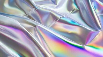 Aufkleber - Iridescent Satin Fabric Texture with Colorful Reflections and Soft Flowing Drapery for Artistic Backgrounds and Creative Design Projects