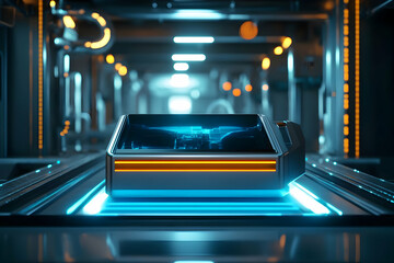 Poster - A futuristic device displayed in a high-tech environment with glowing accents.