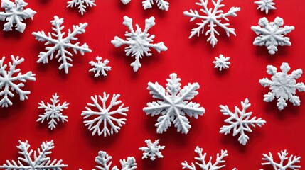 Poster - snowflakes on a red background