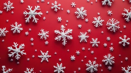 Poster - snowflakes on a red background