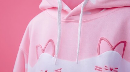 Poster - Cute Pink Cat Hoodie with Soft Fabric and Adorable Design