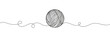 © Vasyl Yurlov - Ball of yarn continuous line sign. Round skein of knitting thread isolated on white background. Merino for knit needles, cotton for crochet. Crafting hobby. Vector sketch symbol for handmade design