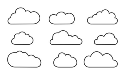 Poster - Cloud lines. Cartoon cloud line in a flat vector
