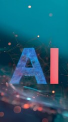 Aufkleber - Glowing ai symbol is representing machine learning, neural networks, and the future of technology on a dark background with network connections