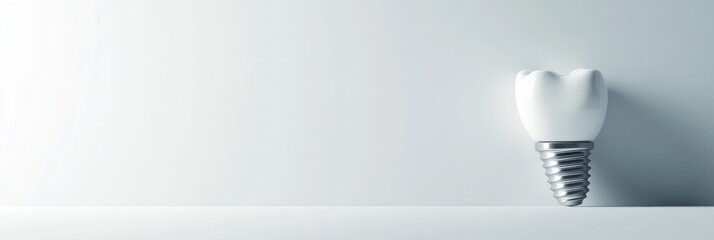 Aufkleber - Realistic depiction of a dental implant beside a natural tooth, showcasing dental technology against a white backdrop. Generative AI