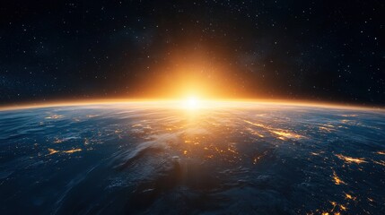 Wall Mural - the sun is setting on the planet earth