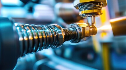 Poster - Close-Up of Precision Machinery and Industrial Equipment Components