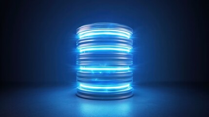 Poster - Kinetic Sculpture with Electric Blue Illumination and Holographic Effects
