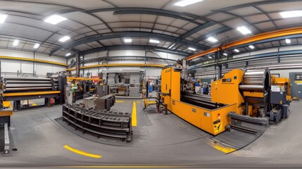 Poster - Industrial Manufacturing Workshop with Machinery and Equipment
