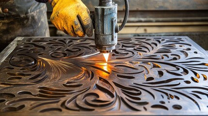 Poster - Intricate Metal Cut Design Process with Laser Cutting Technology