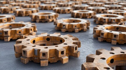 Poster - Wooden Gears in a Factory Setting Decoration Industrial Design