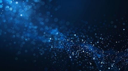Abstract blue particles background forming a futuristic wavy pattern with bokeh effect, ideal for websites, presentations, or wallpapers