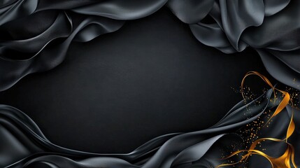 Poster - Sophisticated black gradient with golden accents aesthetic background for graphic design and digital art